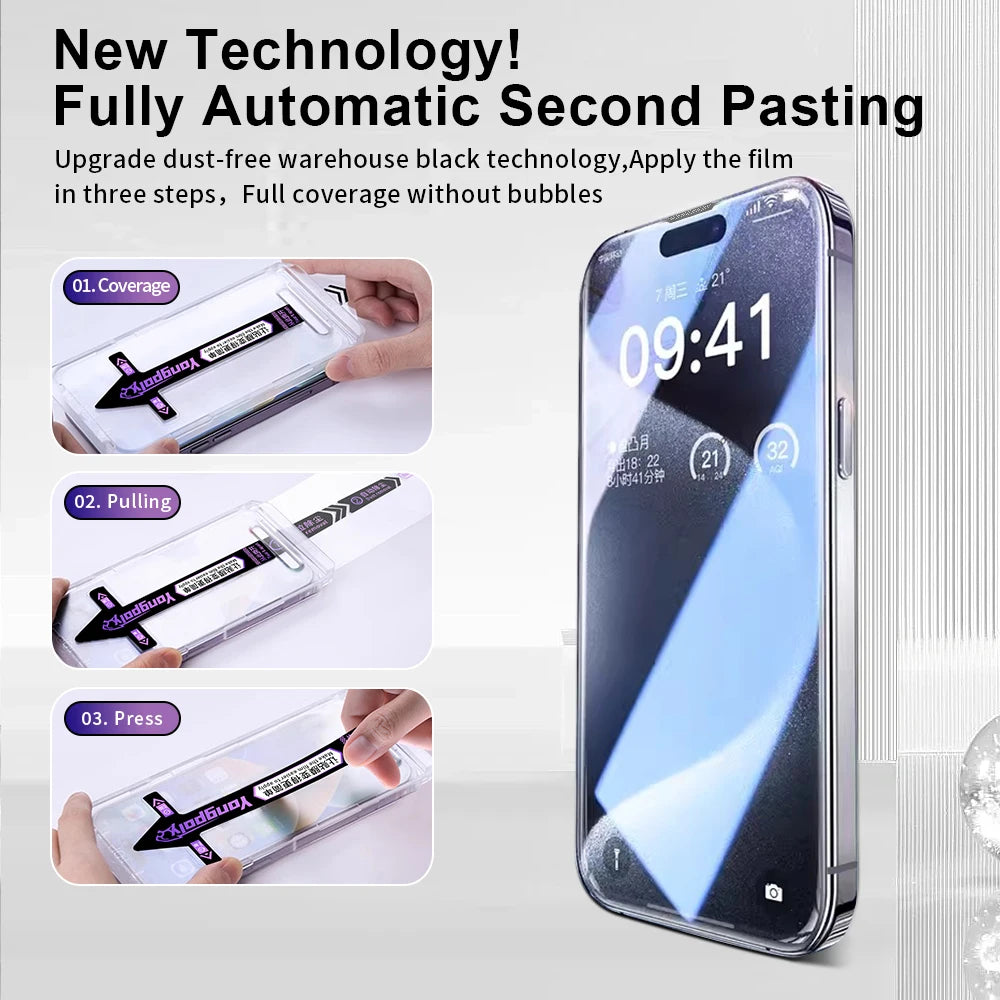 Original Luxury Full Cover Glass Screen Protector For iPhone 17 Air 16 E 15 Pro Max 14 Plus 13 12 11 16e 17Pro Phone Accessories