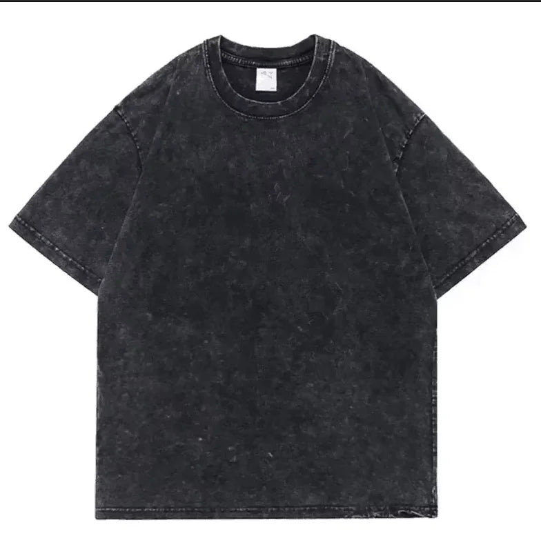 Washed T-shirt Solid Color Mineral Wash Blank Graphic Tee Oversized Loose Short Sleeve Unisex Hip Hop Streetwear Tops