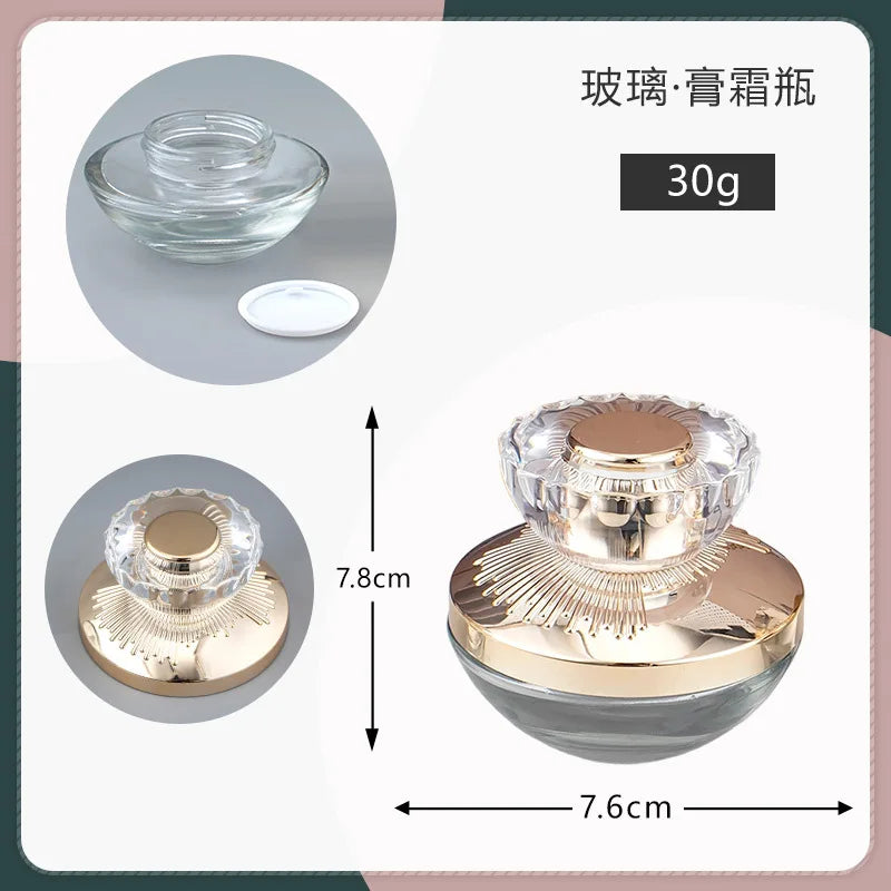 Empty Glass Cosmetic Bottle 30/50g Cream Jar 30ml Dropper Bottle Essential Oil Bottle 40/100ml Lotion Bottle Refillable