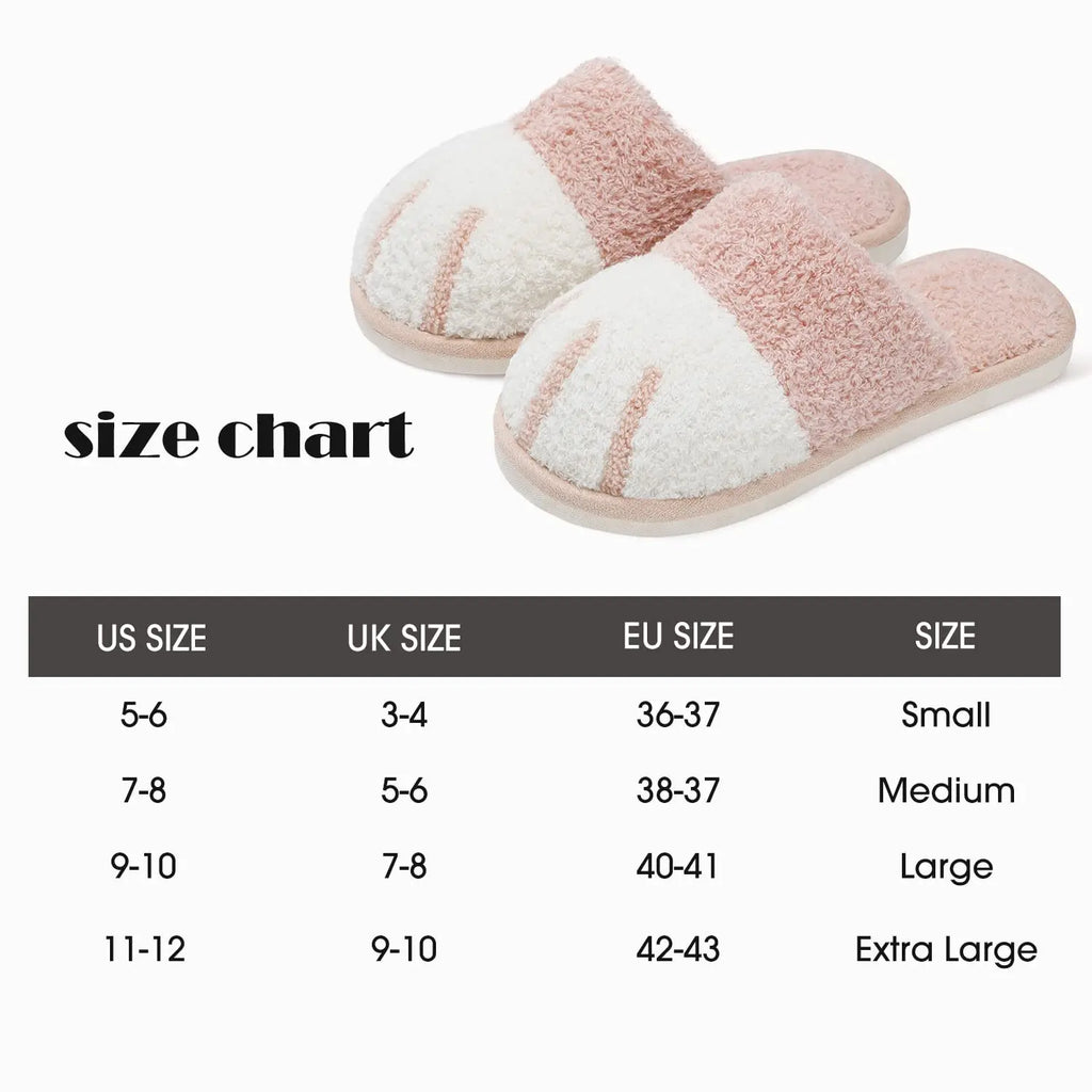 Crestar Women's Cat Paw Cozy Slippers Indoor Warm Gifts for Women Men with Memory Foam Trendy Cute Fuzzy Winter House Shoes