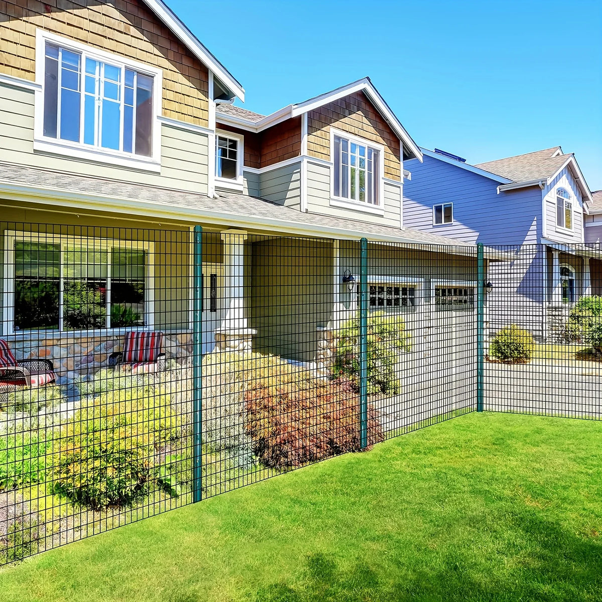 Black PVC Coated Welded Wire Fence 36 Inch X 50 Foot, 2 Inch X 4 Inch 14GA, Garden Border Fencing Roll Vinyl Coating Metal