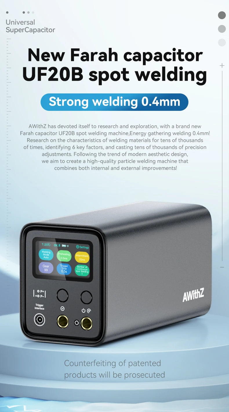 UF20B Portable Farad Capacitor Spot Welder 99 Level Adjustment Spot Welding Machine for Mobile Phone Battery Nickel Sheet Repair