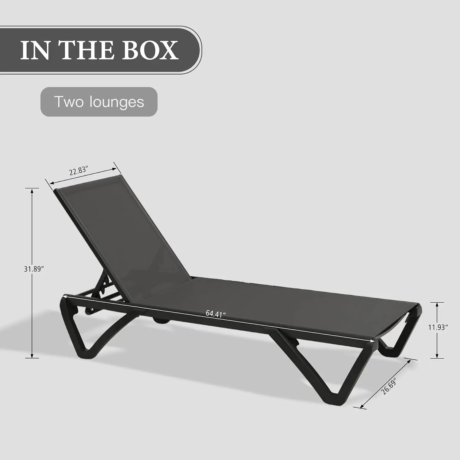 Aluminum Outdoor Chaise Lounge Set 2 with Table Wheels Adjustable Textilene All Weather Poolside Patio Deck, Customized