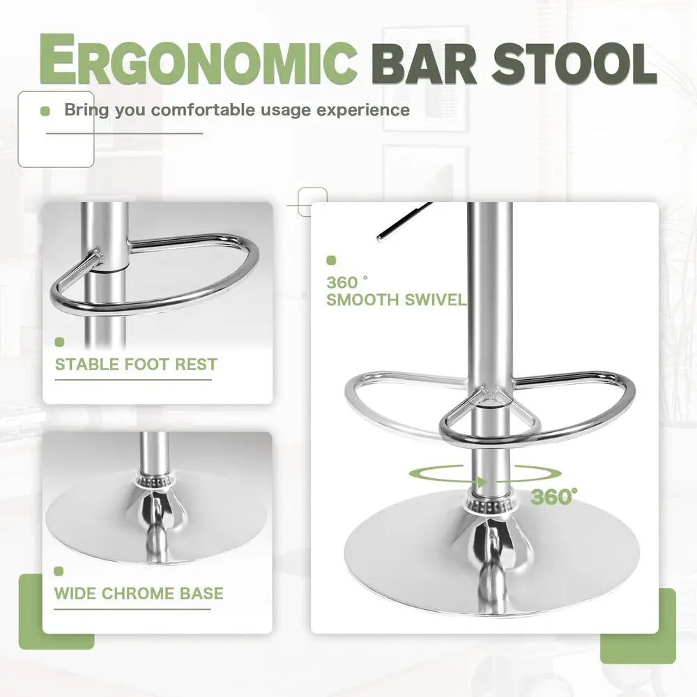 Bar Stools Modern Pu Leather Swivel Adjustable Hydraulic Bar Stool Square Counter Height Stool Set of 2 White