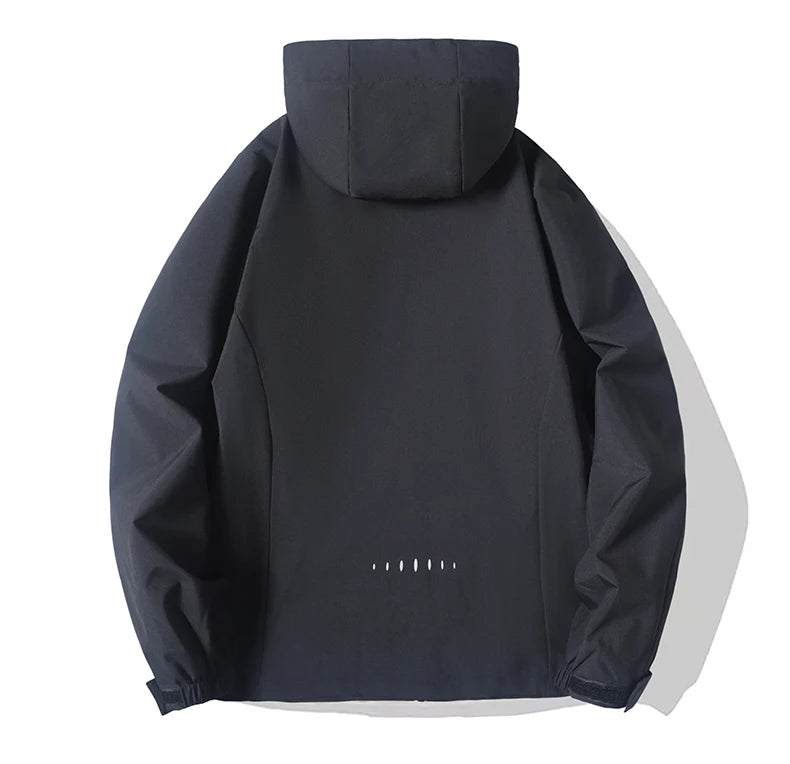 Multifunctional men's outdoor jacket, windproof, rainproof, and warm autumn/winter hooded jacket, outdoor raincoat, mountaineeri