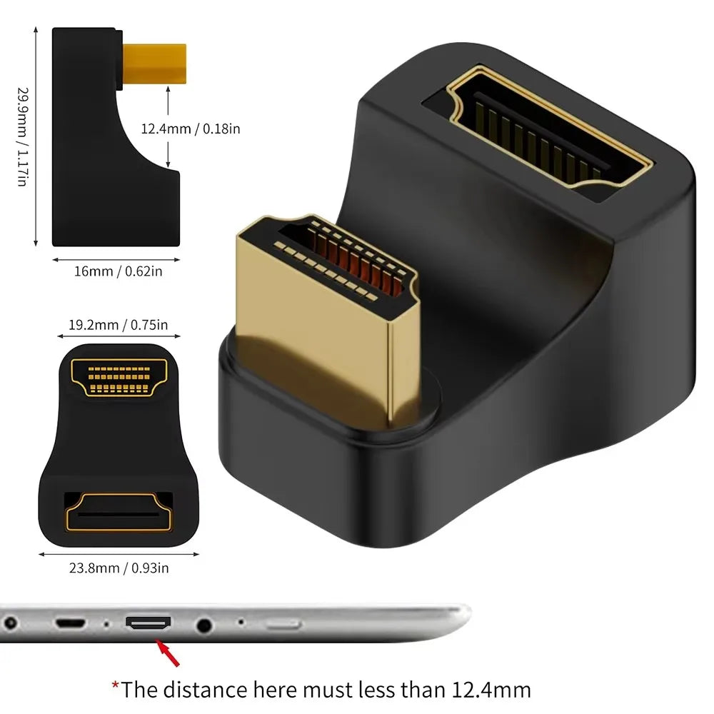 8K UHD U Shape HDMI-compatible2.1 Adapters 180 Degree Up/Down Angle Male to Female Extender Connector for Laptop PC HDTV
