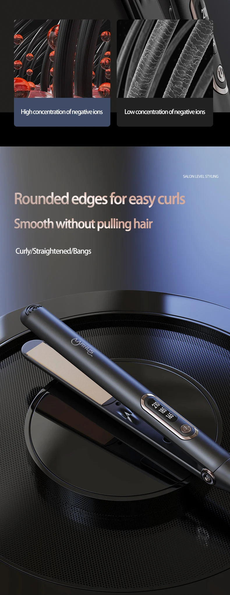 10 Seconds Fast Heating Hair Straightener Curler 2 in 1 For Xiaomi Professional Hairdressing Tools Hot Comb Hair Iron Brush