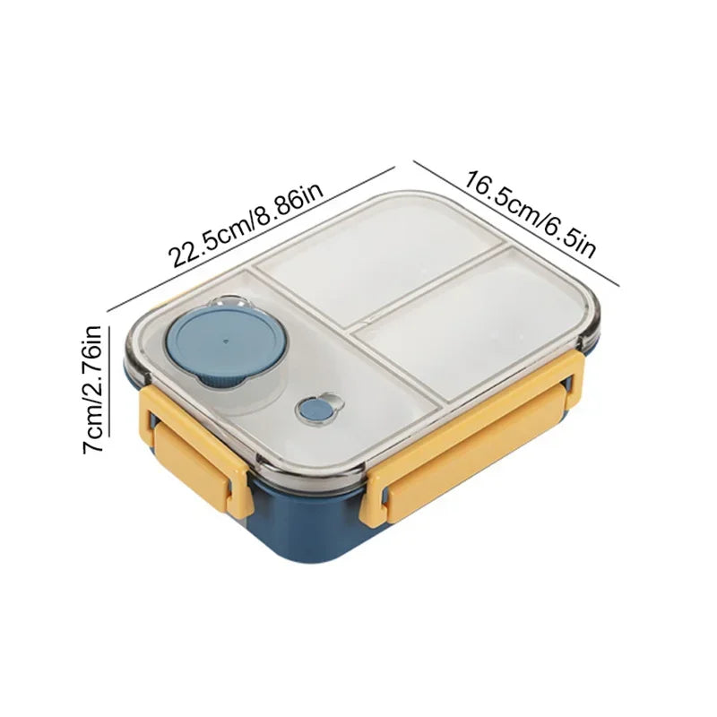 850ML Lunch Box with Tableware Sauce Box Portable Plastic Compartment Bento Box for Kids Food Storage Container Microwavable