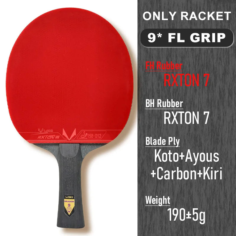 Original LOKI Table Tennis Racket Dragon Series Ping Pong Racket Paddle Bat Professional 6/7/8/9/10 Stars for All Level Players