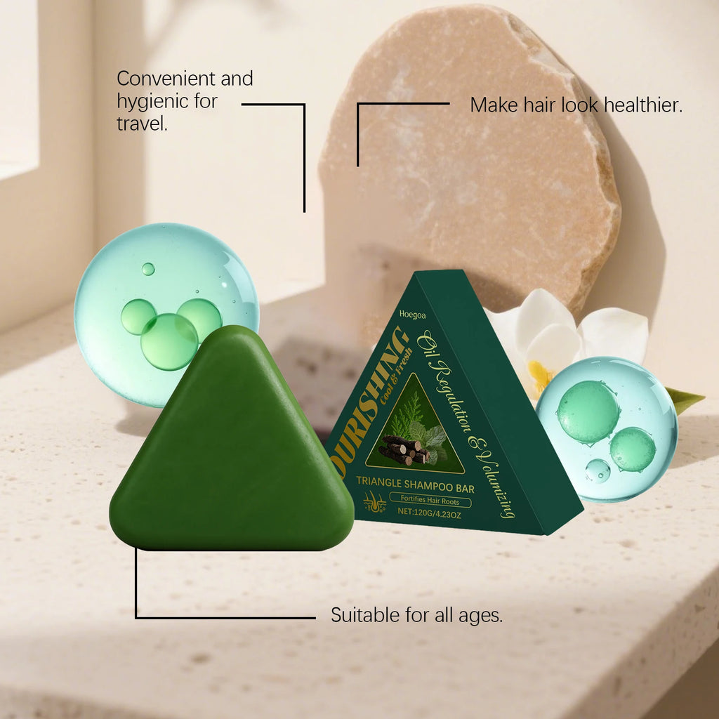 Triangle Green Hair Growth Soap Nourish Hair Roots Improve Dry Frizzy Damaged Hair Repair Regulate Grease Anti Hair Loss Shampoo