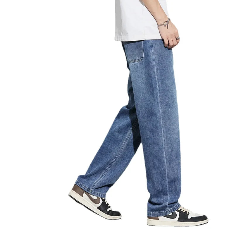 2024 New Jeans Men 100% Cotton Autumn Winter Loose Straight Wide Leg Trousers  Fashion Brand Cargo Casual Pants for Men