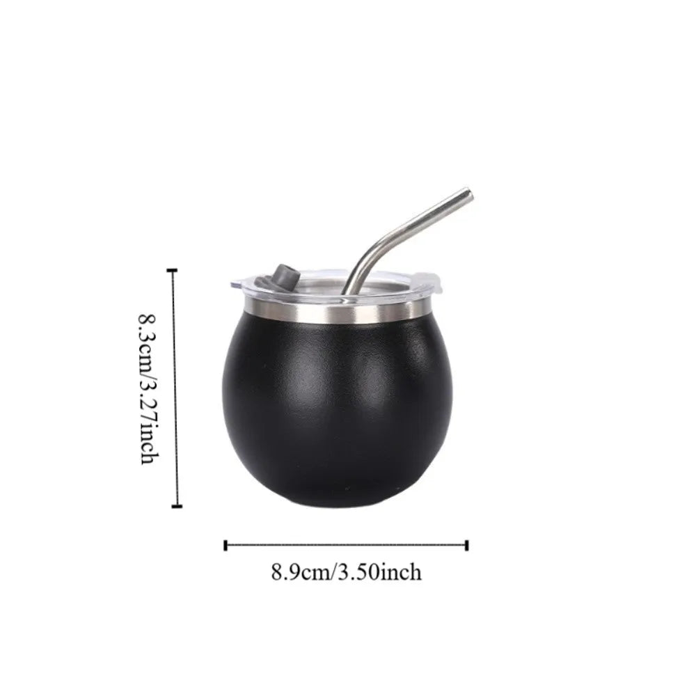 Mini Double Wall Argentine Yerba Mate Cup 5oz Stainless Steel Insulated Cups with Straw and Lid Tumbler Cup Outdoor