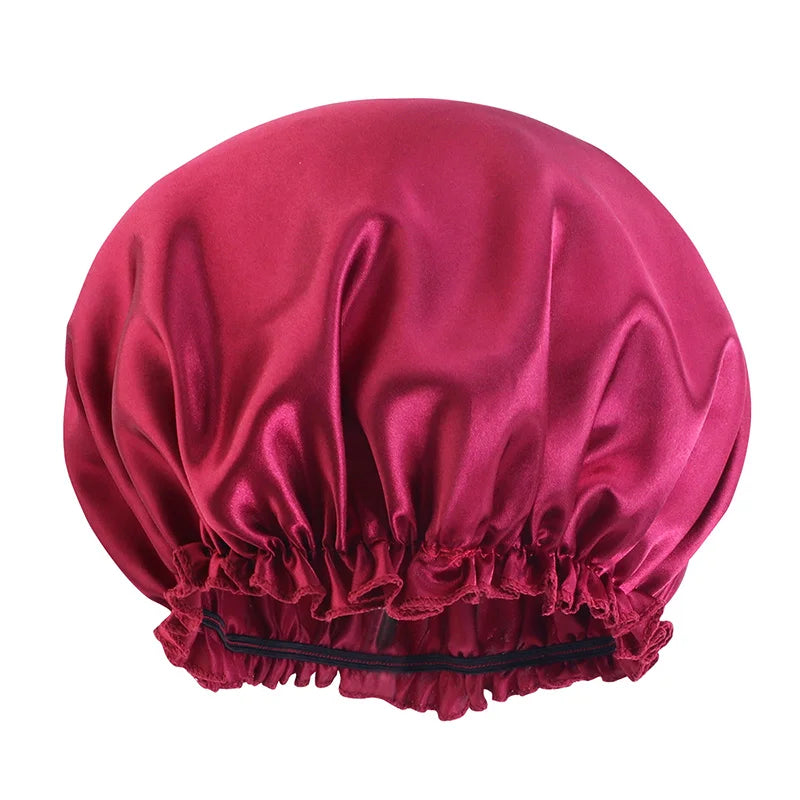 Solid Color Night Sleep Cap Women Elastic Satin Night Sleeping Hat Hair Care Bonnet Nightcap Makeup Head Wrap Cover Shower Cap