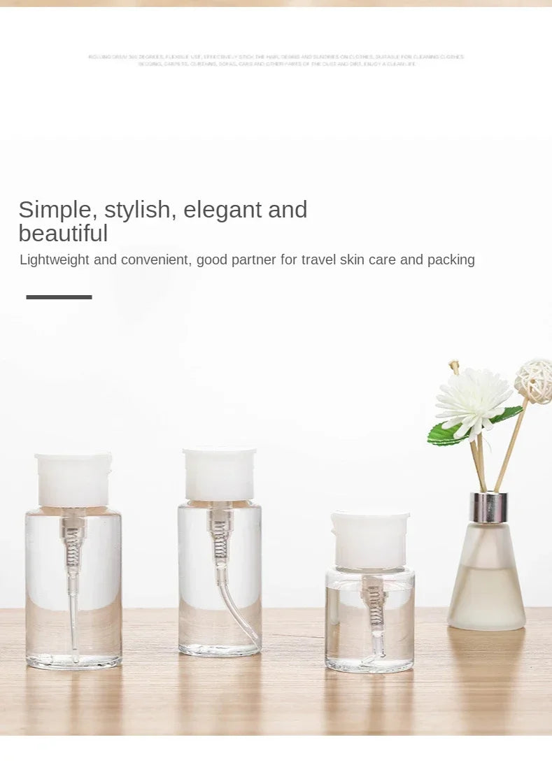 1pc Refillable Bottles Push-type Bottling   Empty Pump Dispenser Bottle for Nail Polish and Makeup Remover Bottle Packaging