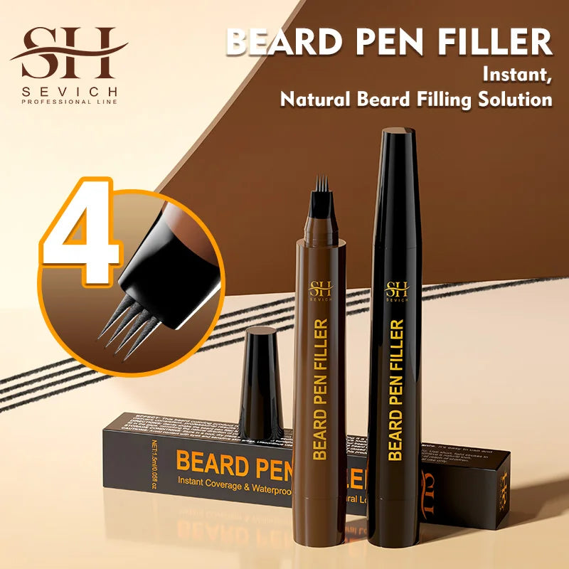 Beard Pen Filler Men Waterproof Moustache Coloring Pen Beard Coloring Filling Enhancer Black Fiber Hair Beard Stuffing Pen Tool