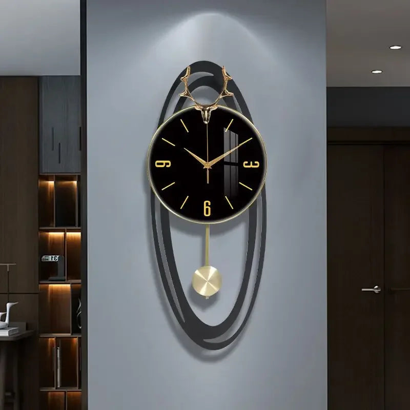 Creative trend home fashion wall hanging clock Modern simple light luxury living room atmosphere hanging clock wall decoration