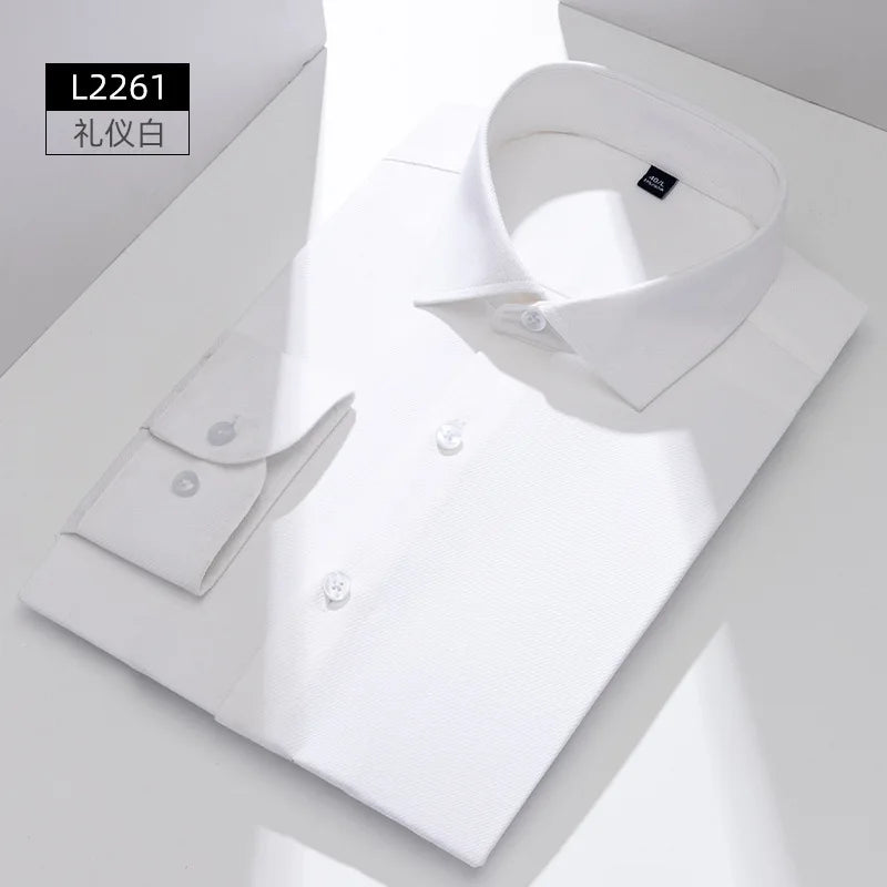 Windsor Collar French Shirt Men's Wrinkle-free Long-sleeved Twill Business Light Luxury Men's Casual Workwear Shirt for Men