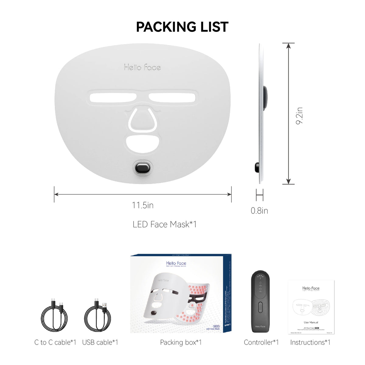 Hello Face Wireless Near-Infrared and Red Light Facial Mask For Powerful Professional Ultra-light Mask