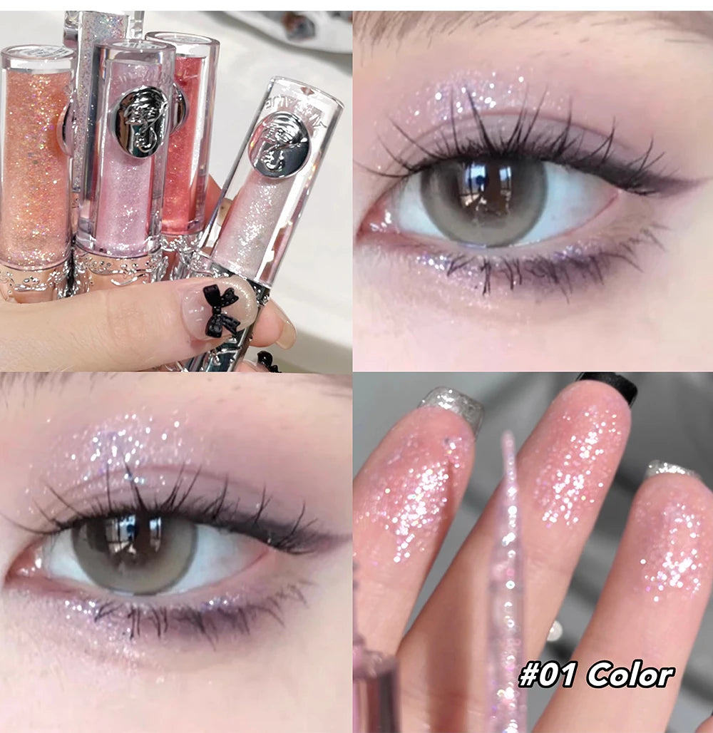 Balletism Glitter Liquid Eyeshadow Pearly Fine Shimmer Long Lasting Sparkling High Gloss Sequin Eye Shadow Lying Silkworm Makeup