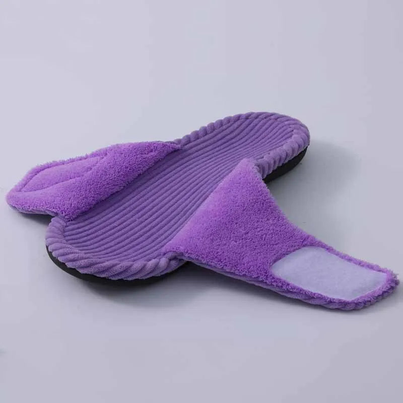 Comwarm Orthopedic House Slippers For Women Adjustable Indoor Slippers Fashion Open Toe Corduroy Bedroom Slides Fur Cotton Shoes