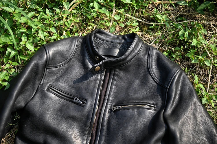 2023 New Genuine Leather Jacket Men 1.6 Thick Full-grain Top Layer Cowhide Natural Leather Clothes Men's Leather Jacket Chaqueta