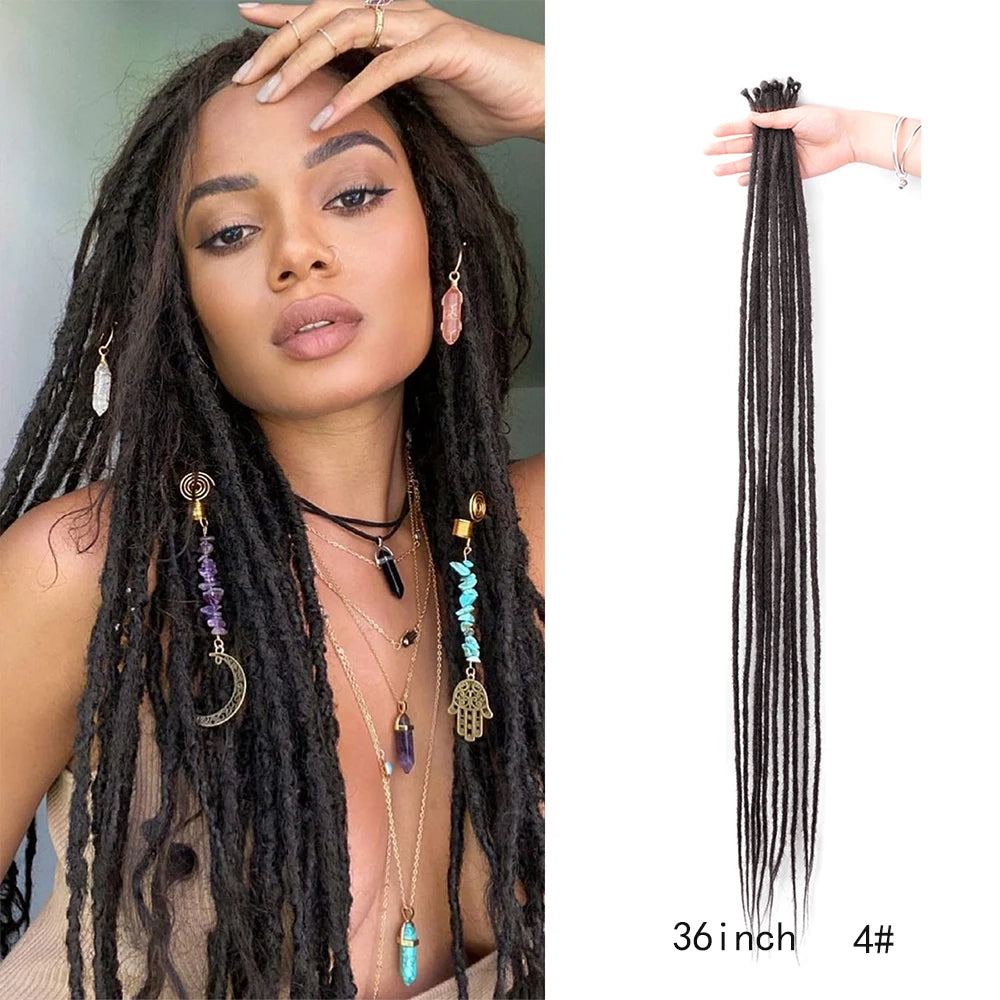 Dreadlock Extensions Handmade Crochet Hair Synthetic 24 36 Inches Dread Extension Crochet Braids For Women Dreadlocks Hair