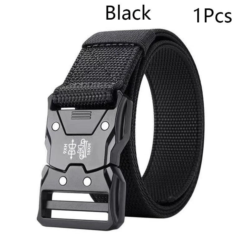 Men's Tactical Belt Versatile Durable Nylon Canvas Belt Outdoor Hunting Automatic Buckle Military Training Pants Belt for Men