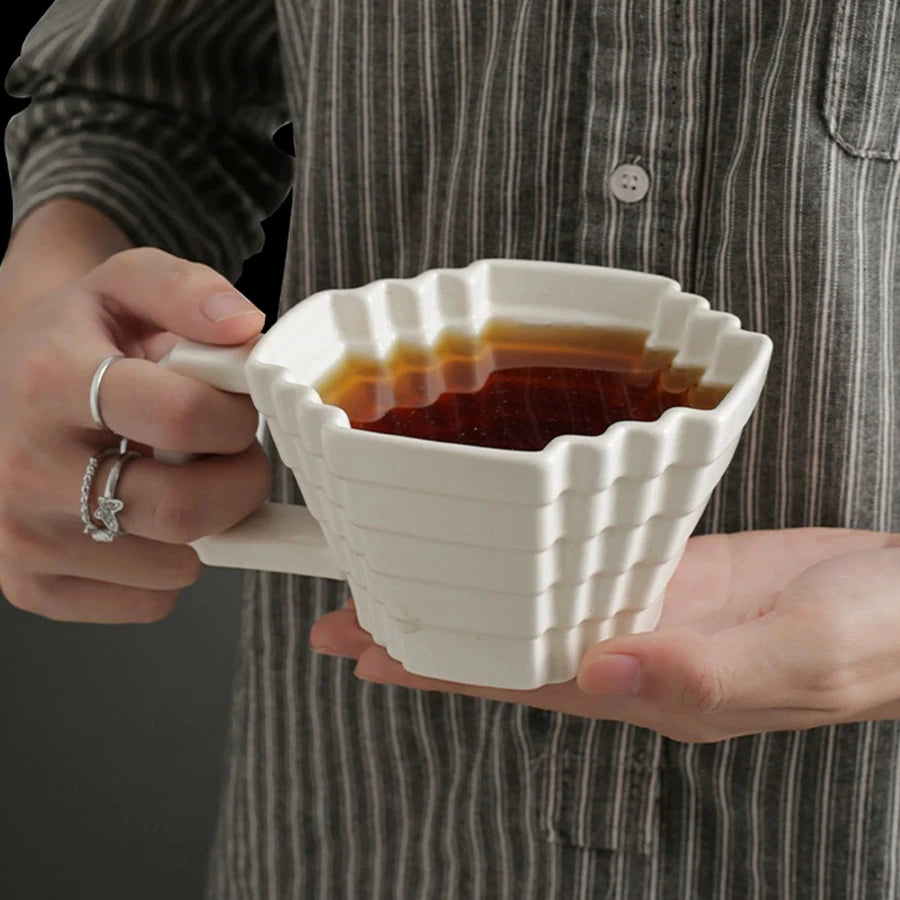 Ceramic Cups creative and individual solid colors, High-end underglaze color,Pixelated Mugs High appearance level drinkware Cup