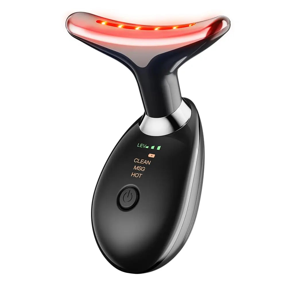 7 Color LED Light Face Neck Massager USB Rechargeable Home Beauty Device Hot Compress Skin Care Massage Instrument OEM