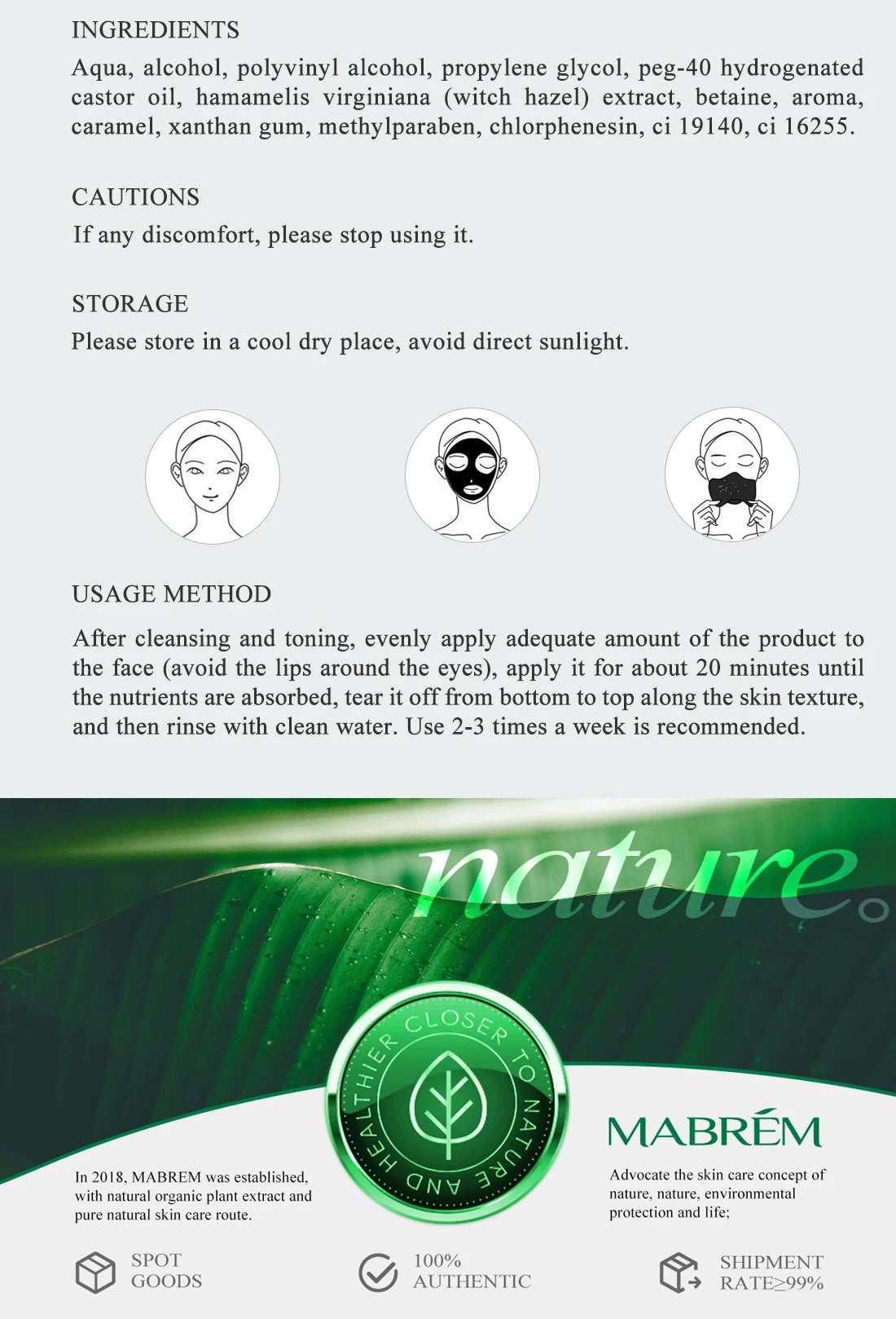Plant Extract Cleaning Peel Off Mask Deep Clean Remove Blackheads Oil Dirt Refresh Bright Skin Pore Cleansing Facial Mask 40G