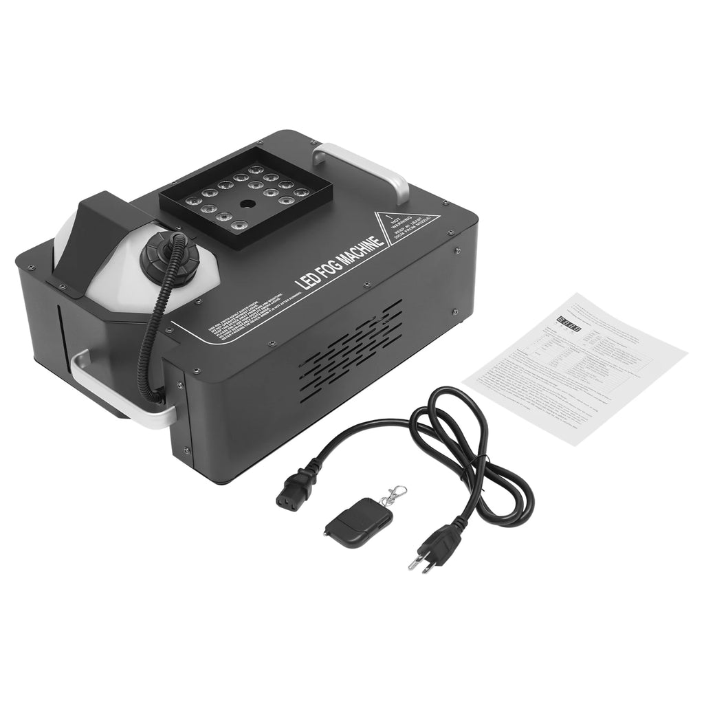 24led 1500w Column Smoke Generator 3-in-1 with Built-In Power Adapter 16.54*12.6*9.45 in Fog Smoke Machine with Remote Control Seven Light Colors 0.53 Gal Oil Tank for Wedding Haunted Houses Halloween Parties Christmas Clubs