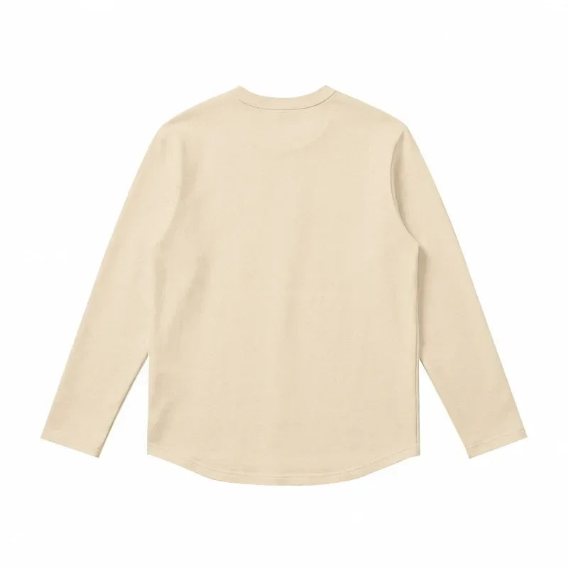 Autumn and Winter Men's Thin Casual Crew Neck Pullover Loose Versatile Breathable Commuter Long Sleeve Bottom T-Shirt