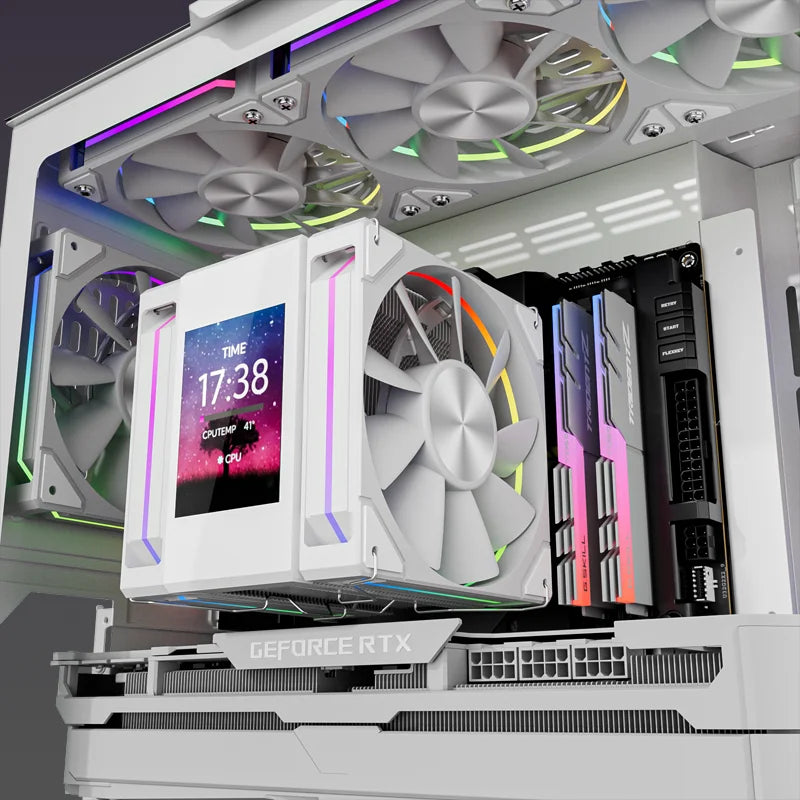 Power Train X-GAMERX MK8 Air Cooling CPU Radiator 6 Heat pipes Radiator ARGB Dual Fan LCD Screen Cooler INTEL LGA1700 1200 AM5