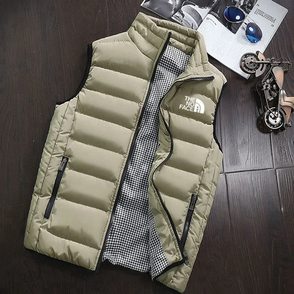 Autumn and winter zippered sleeveless jacket, warm vest coat, fashionable and versatile men's golf clothing