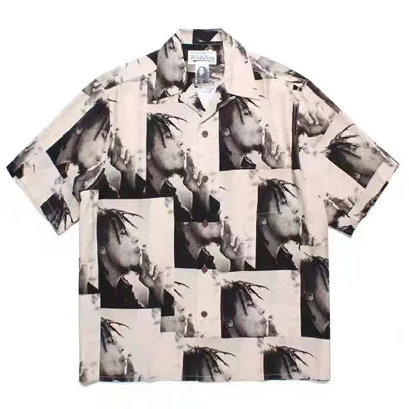 Classics 2025 WACKO MARIA Shirt Photo Print Vintage Men's And Women's Loose Hawaiian WACKO MARIA Short Sleeve Shirt T-Shirts