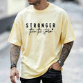 Inspirational Letter Graphic Men Women T‑Shirt Stronger Than The Storm Print T-Shirts Short Sleeve O‑neck Casual Loose Tops Tees
