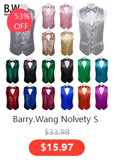 Barry.Wang Luxury Silk Mens Shirts Jacquard Floral Long Sleeve Formal Casual Breathable Male Blouses Wedding Business Prom Gift