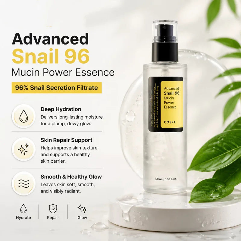 Korean Skincare Snail Mucin 96% Essence 100ml Hydrating Repair Serum for Dull Skin,Facial Brightening Anti-Aging Serum Face Care