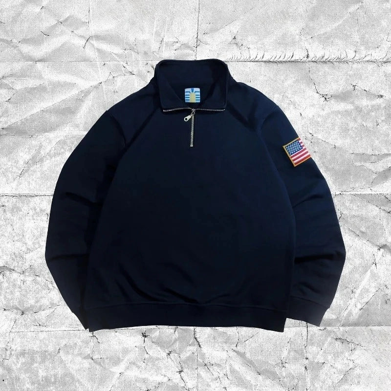 Quarterzip Embroidery Hoodies Men Casual Y2k Oversized Streetwear Harajuku Gothic Sweatshirt Tracksuit Men Clothing