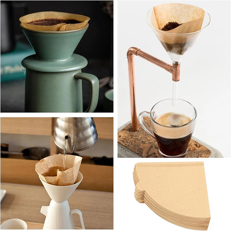 100Pcs Coffee Filter Papers(1-4 Cups) Disposable Filter Papers Unbleached Cone Filter Papers for Pour Over and Drip Coffee Maker