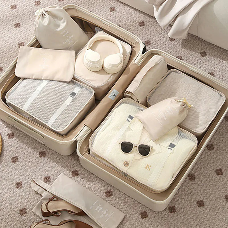 11Pcs Travel Packing Cubes Set Waterproof Luggage Organizer Drawstring Storage Bags for Clothes Shoes Underwear Cosmetic