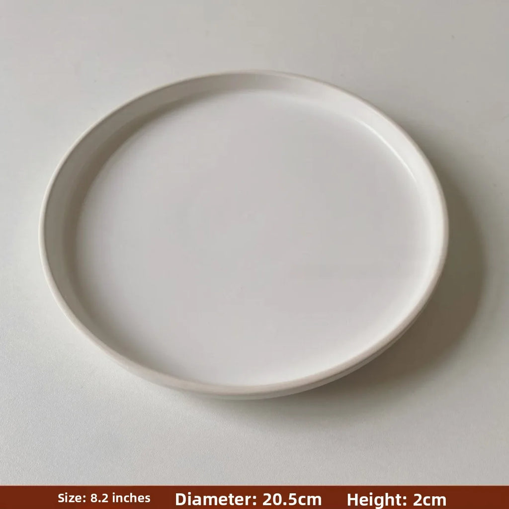 Nordic Style Ceramic Plate Pure Color Brown White Underglaze Dining Utensils Simple And Elegant Ins Style Flat Dishware
