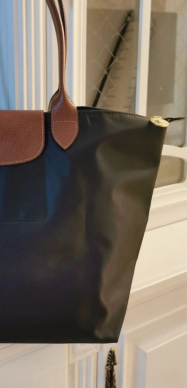 Large, Medium, Small Size French Large Capacity Folding Tote Bag, Fashionable Handheld Commuting Travel Waterproof Nylon Bag