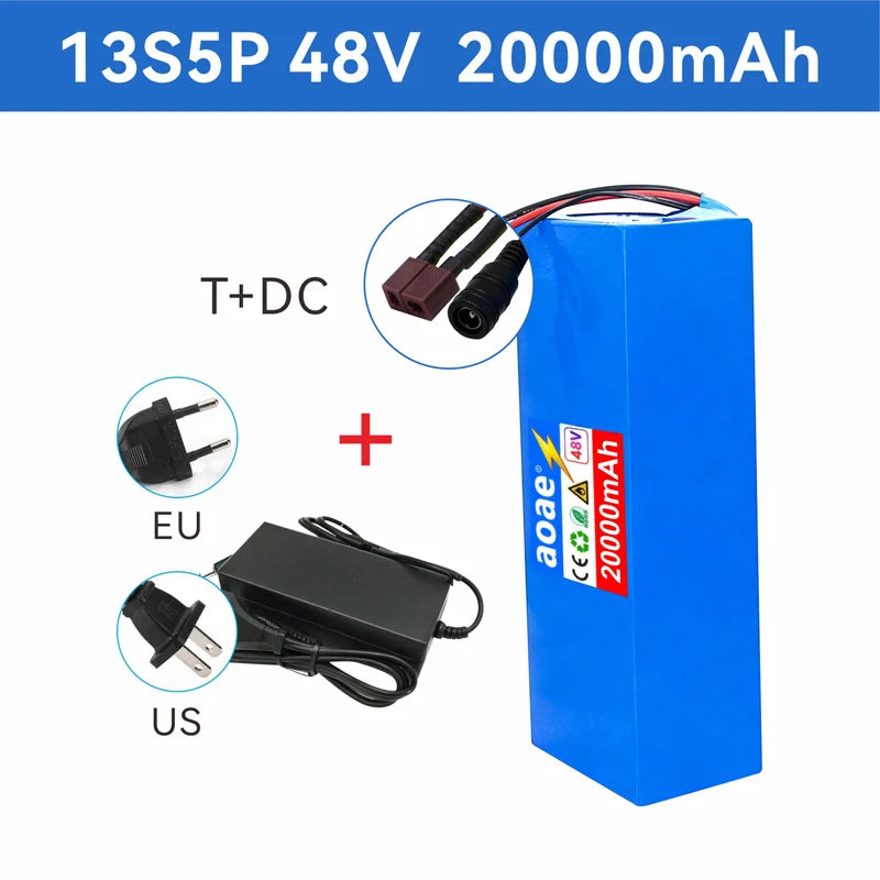 48V Scooter Battery 20Ah 13S5P A-Grade Cells 1000W-2000W Built-in BMS XT60 DC JST High Power Long Lasting for Electric Scooter