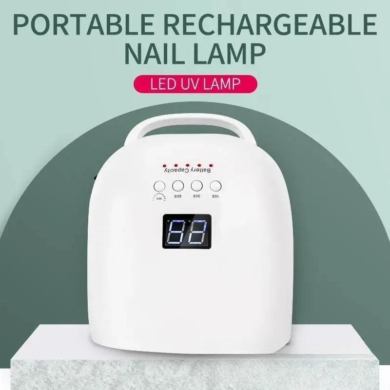 86W Lamp for Manicure Rechargeable Cordless Sun UV LED Lamp Nail Dryer For Curing All Gels 52 LEDs Light with LCD Timer Sensor