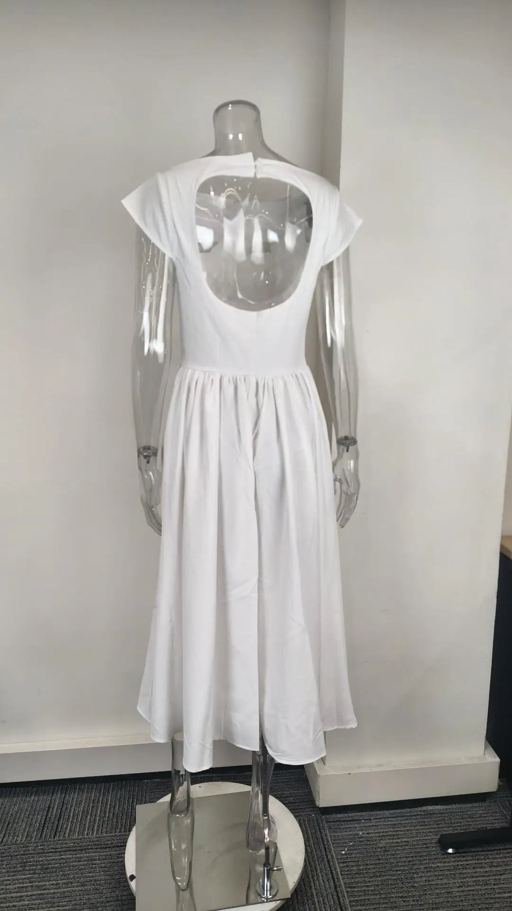 French Elegant Solid Backless Slim Fit Dress