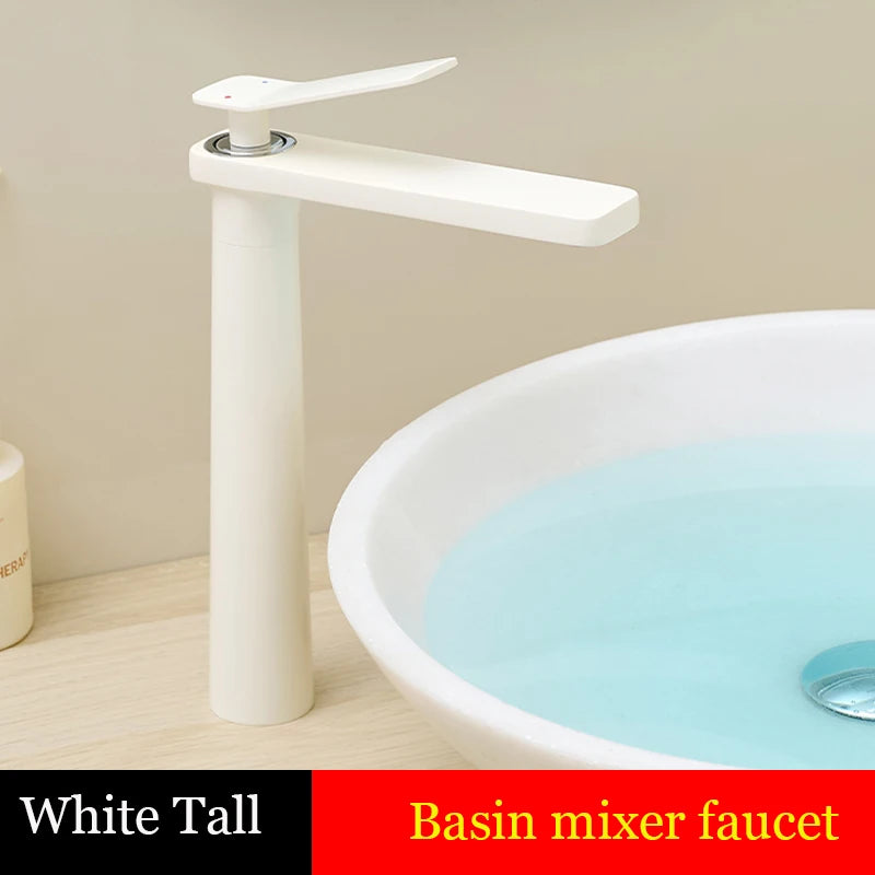 BAKALA Luxury Black Gray Wash Basin Taps Modern White Faucet Bathroom Luxury Basin Faucets Antique Hot Cold Water Sink Tap Mixer