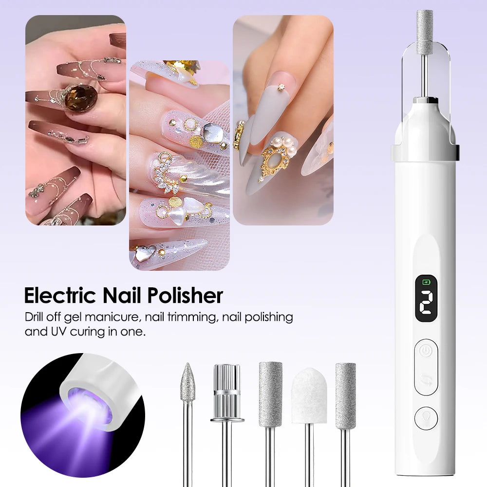 New 45000RPM Professional Electric Nail Drill Machine Low Noise Rechargeable Nail File Nails Accessories Gel Nail Polish Sander