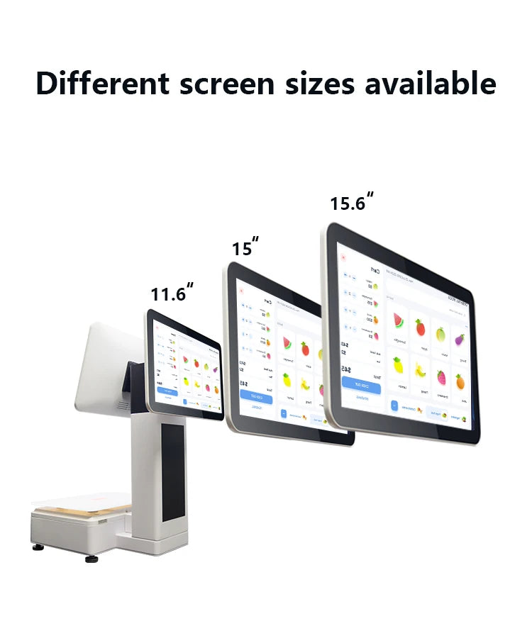 15.6 Inch Dual Sensitive Touch Screen Desktop Pos Terminal All in One PC Bulit-in Printer with Electronic Weighing Supermarket