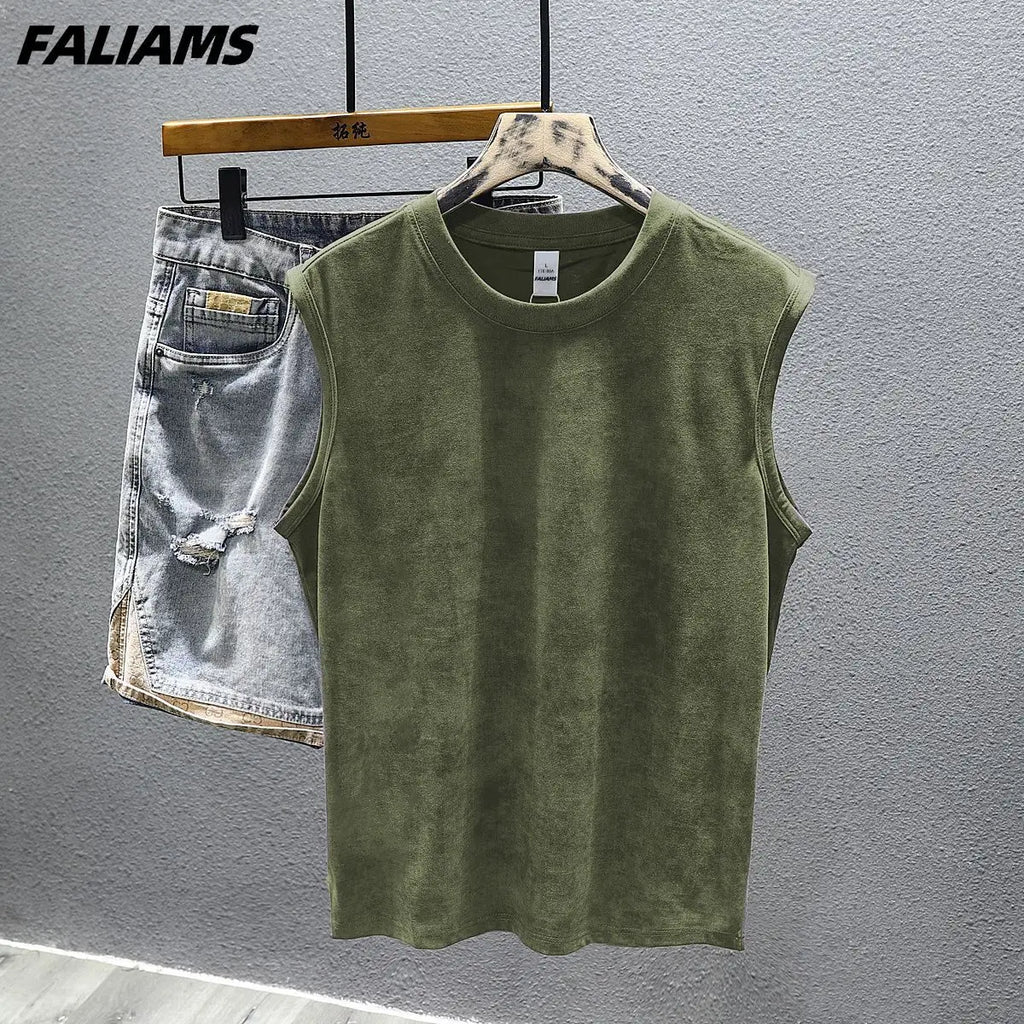 Men's Vintage Washed Purple  Top Casual Loose Sleeveless Vest